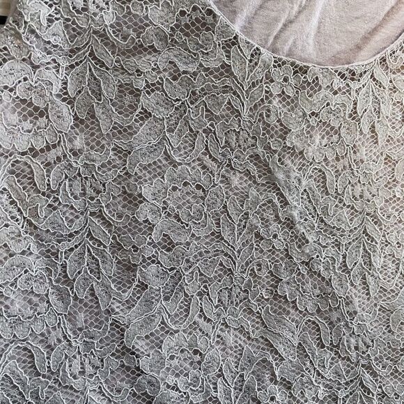 Ann Taylor LOFT Silver Beige Gray Lace Tank Top Metallic Layer Size Small - Picture 5 of 9
